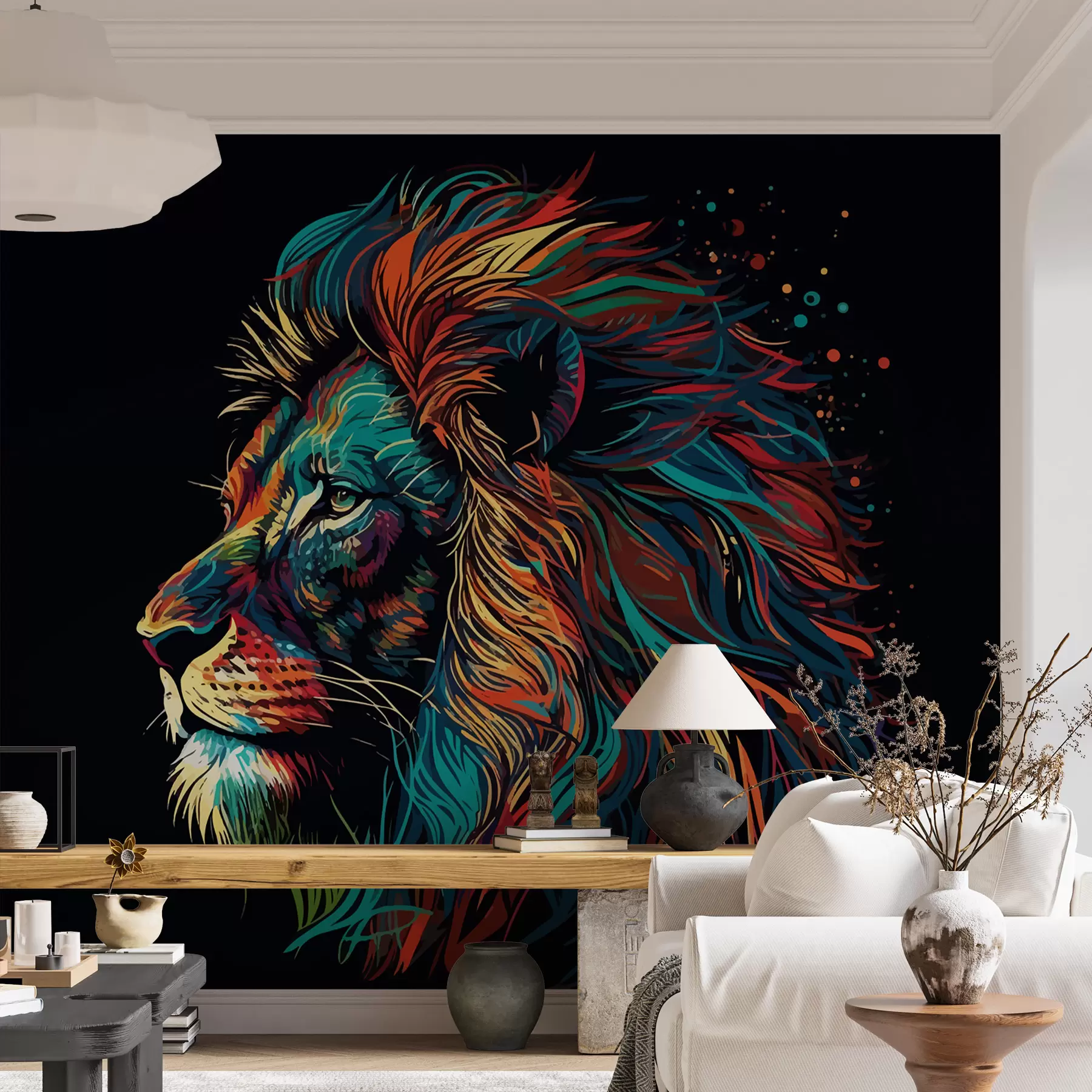 zidne murale Šarena lavlja glava u pop art stilu u98185