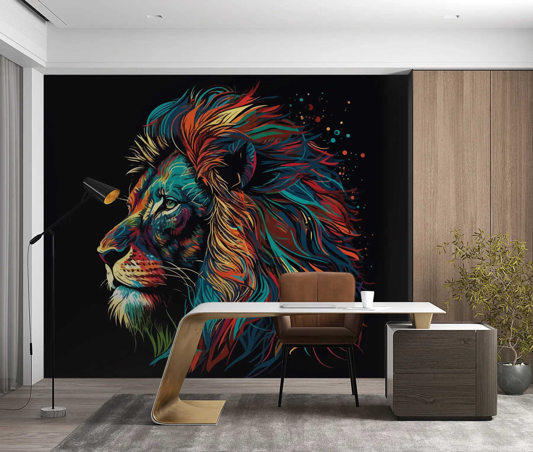 zidne murale Šarena lavlja glava u pop art stilu u98185