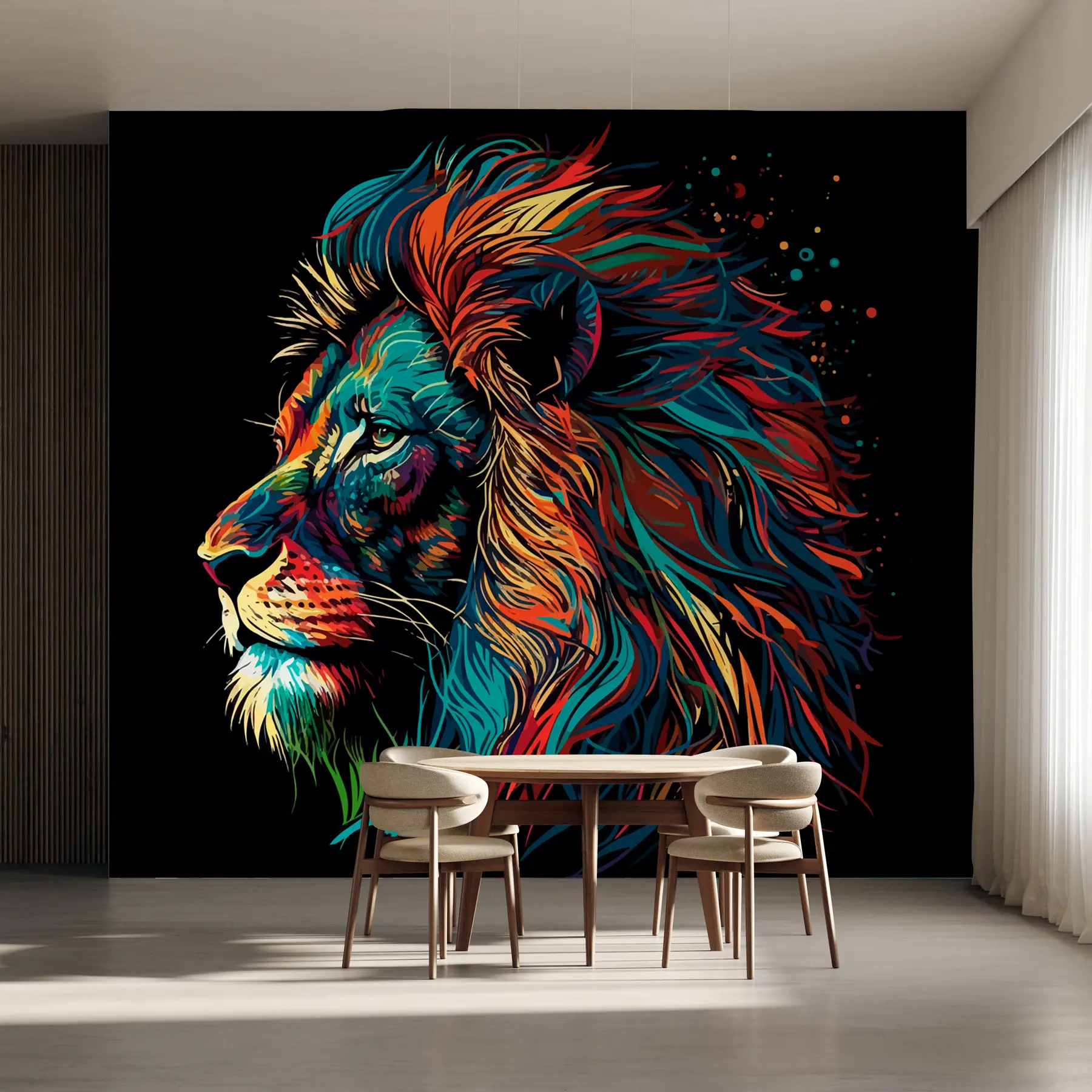 zidne murale Šarena lavlja glava u pop art stilu u98185