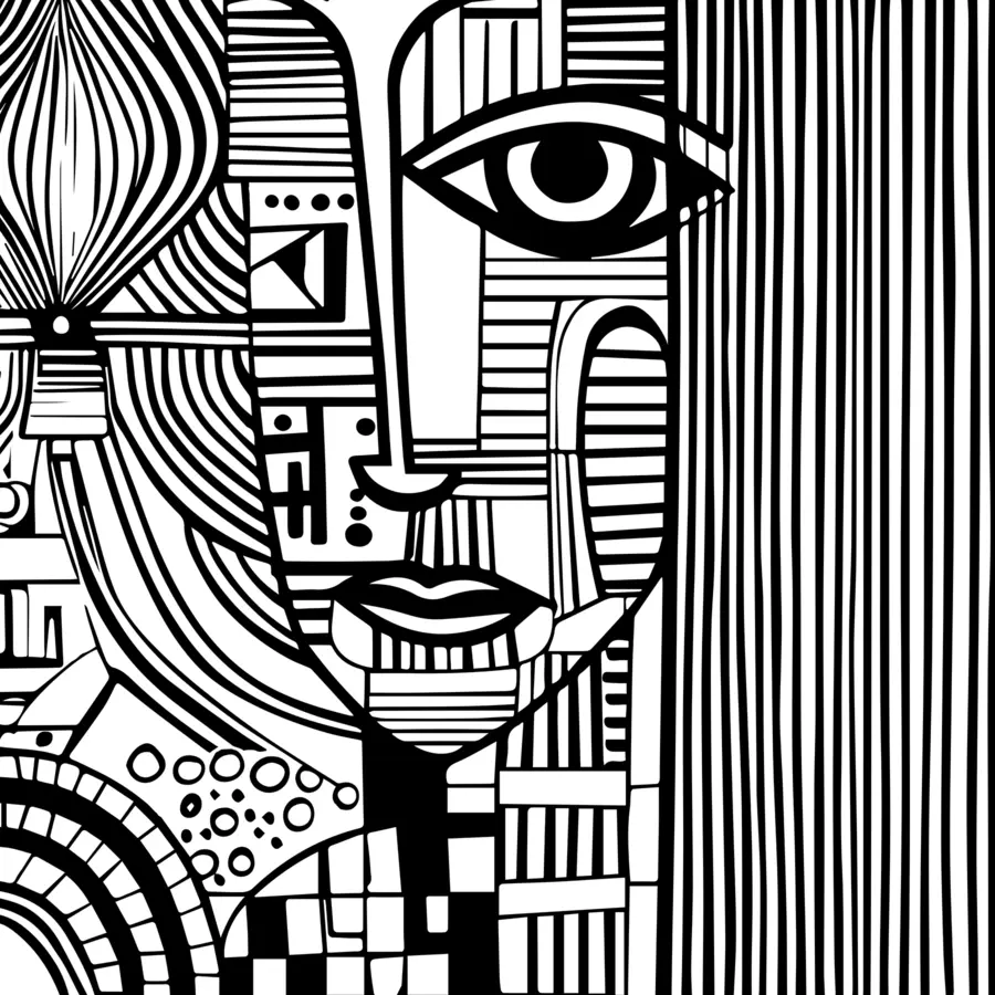 zidne murale Crno-bijelo apstraktno lice u98714