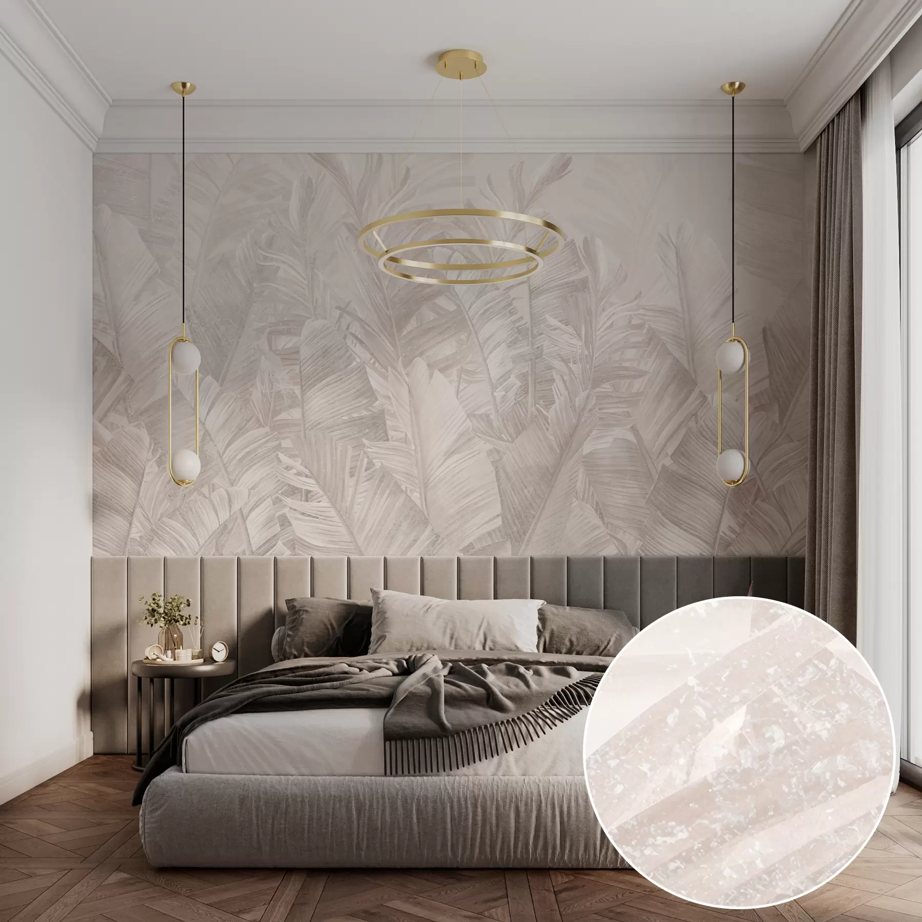 zidne murale Trendi listovi su tropski bež u98951