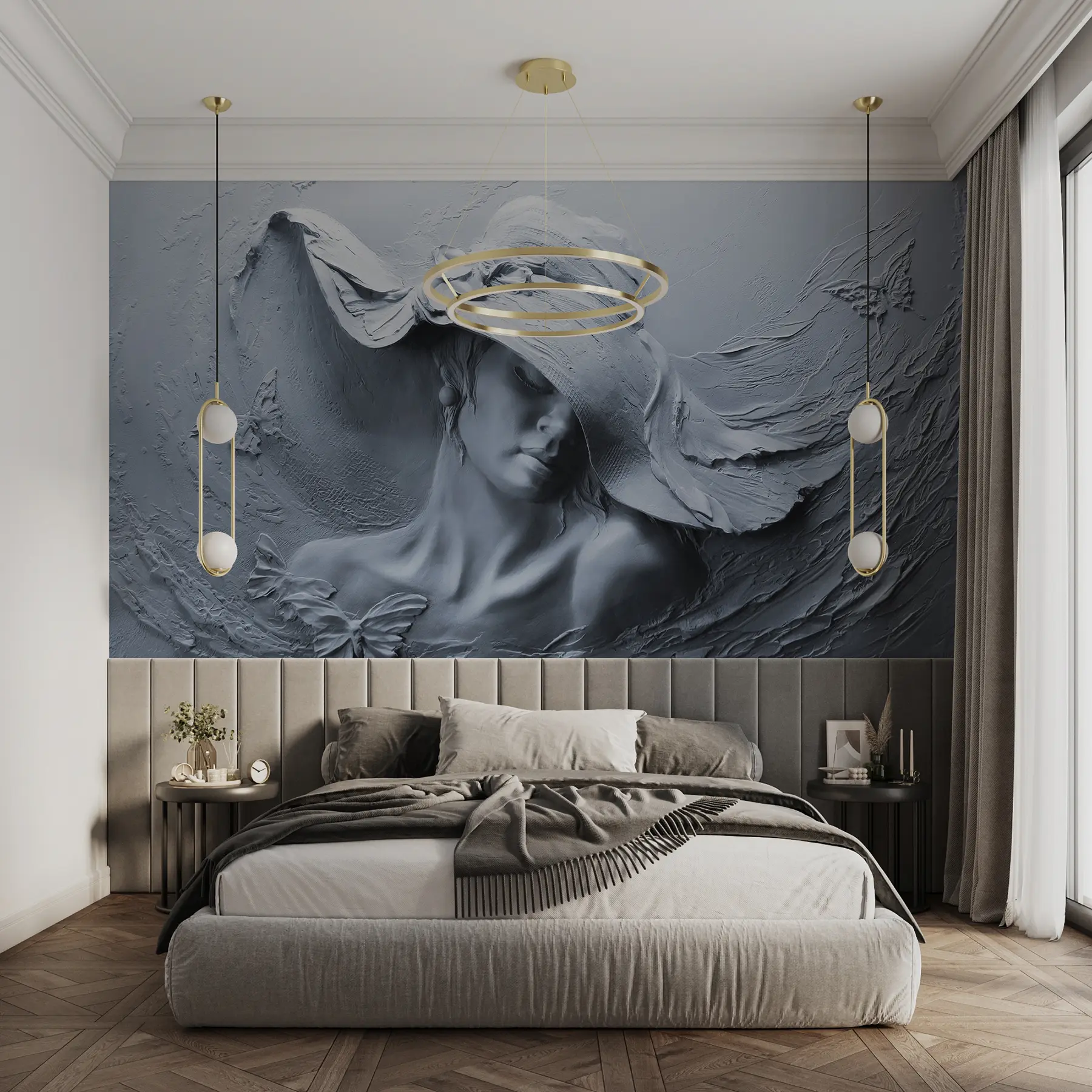 zidne murale Žena u šeširu 3D u62592v2