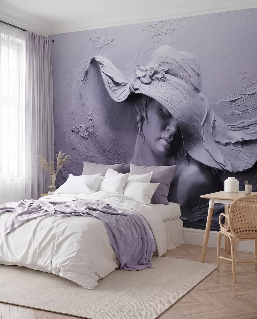 zidne murale Žena u šeširu 3D u62592v3