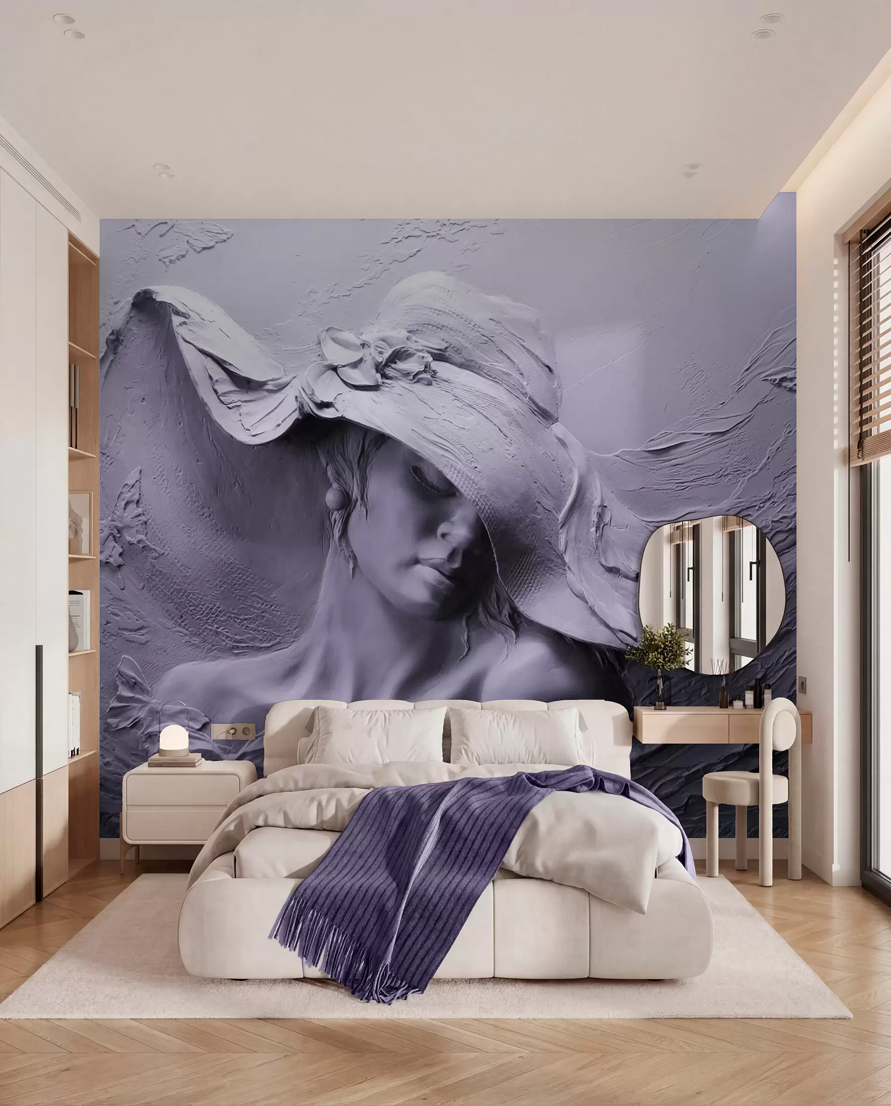 zidne murale Žena u šeširu 3D u62592v3