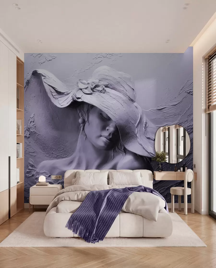zidne murale Žena u šeširu 3D u62592v3