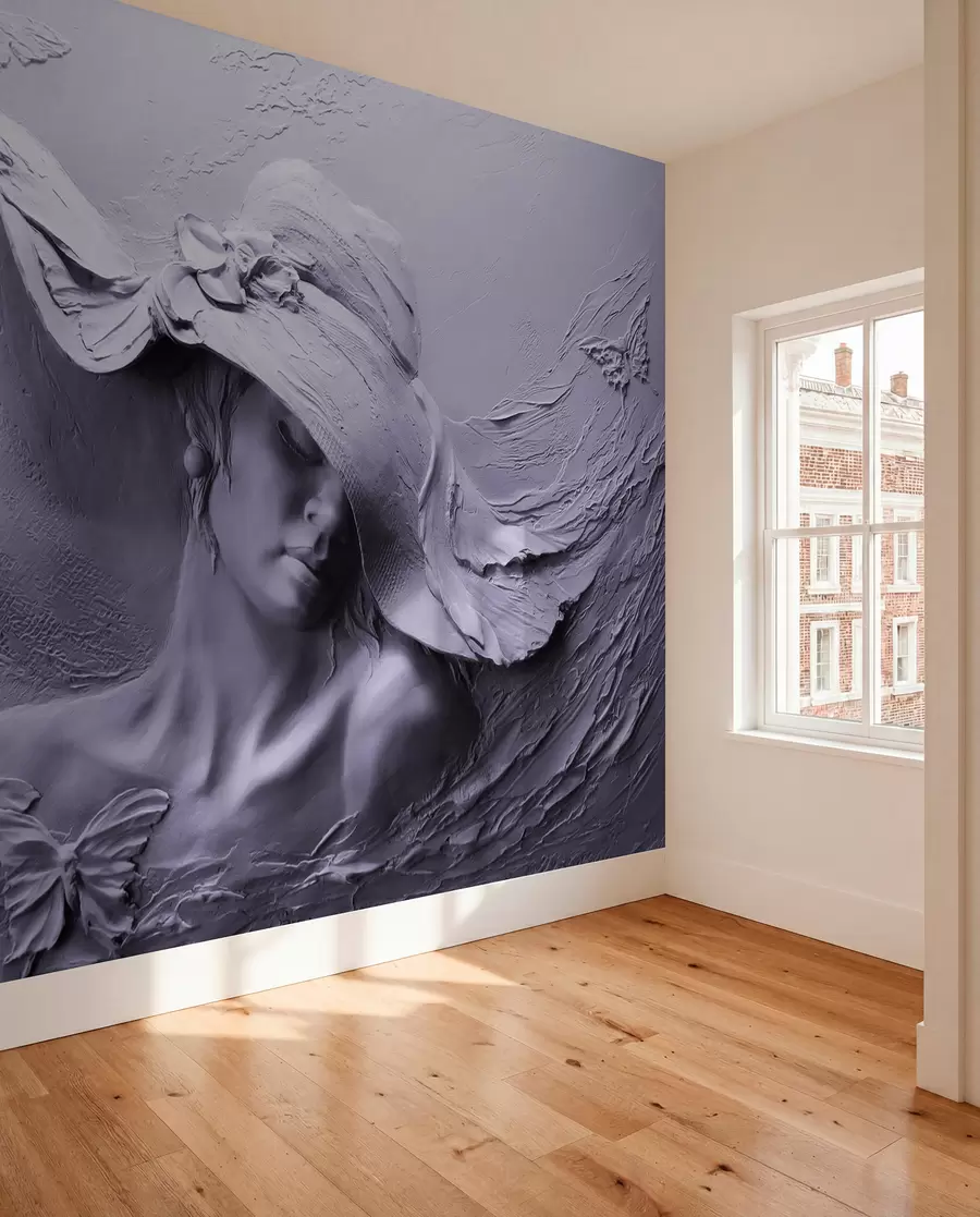 zidne murale Žena u šeširu 3D u62592v3