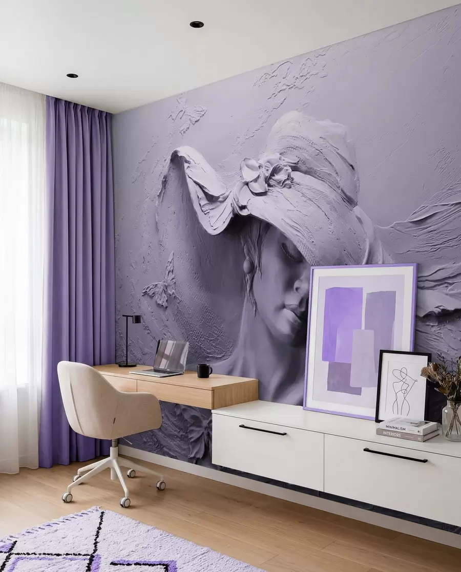 zidne murale Žena u šeširu 3D u62592v3