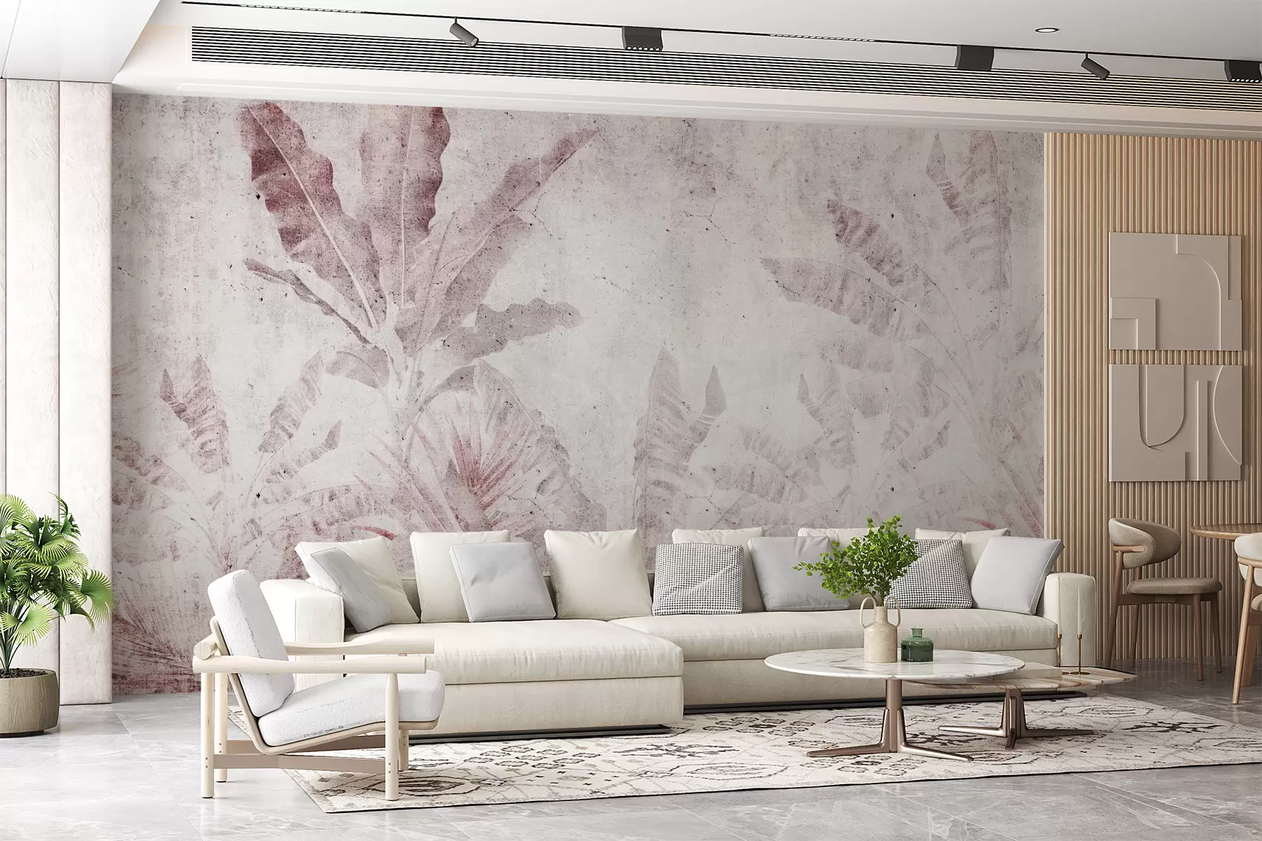 zidne murale Listovi banane na betonskom zidu u73886v2
