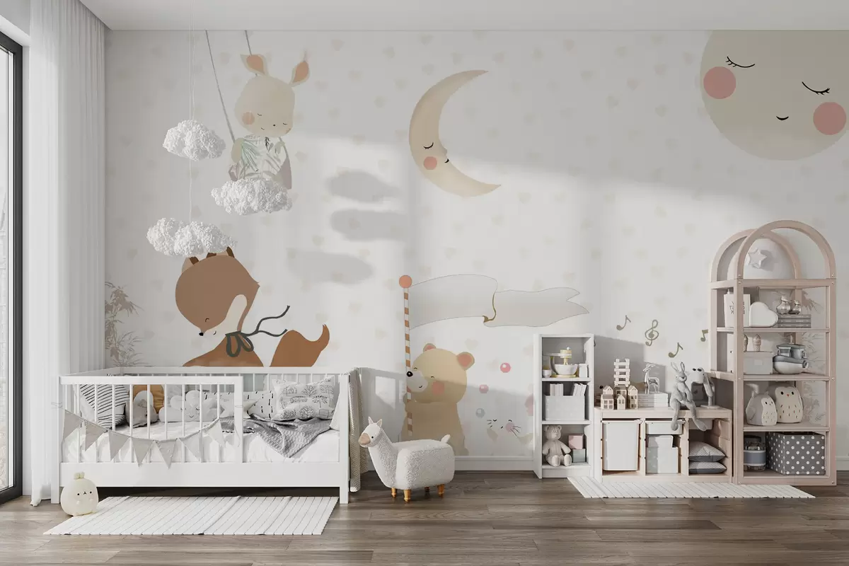 zidne murale Dizajn pozadine sa slatkim životinjama u99000