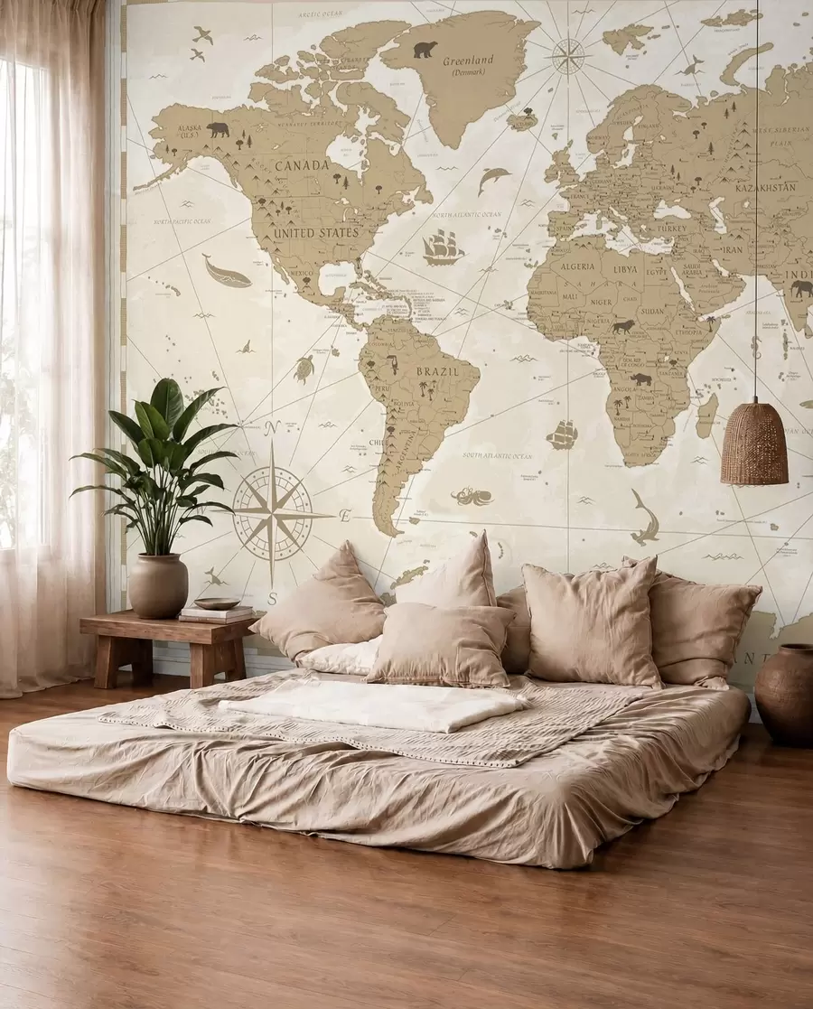 zidne murale Vintage karta svijeta u99074