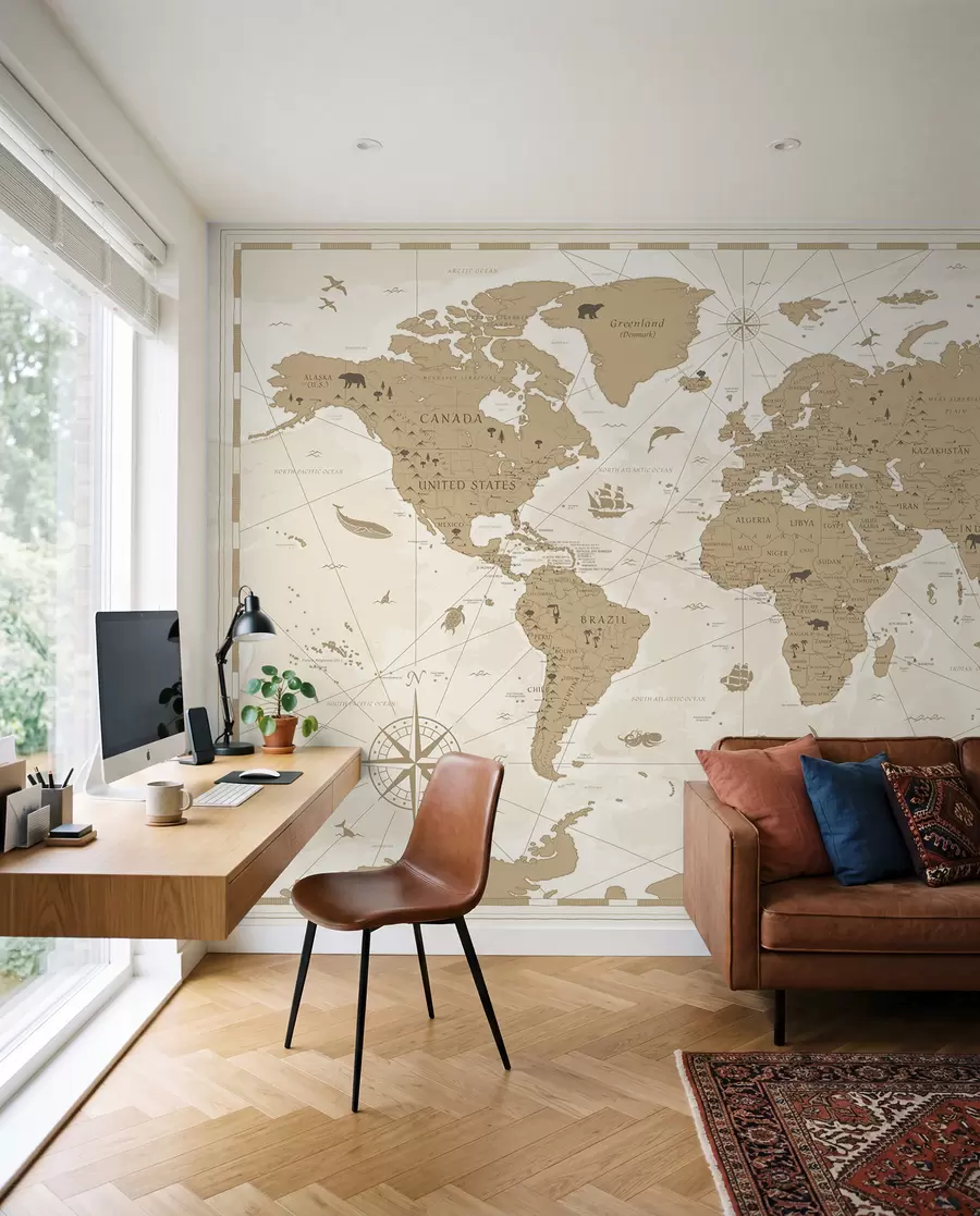 zidne murale Vintage karta svijeta u99074