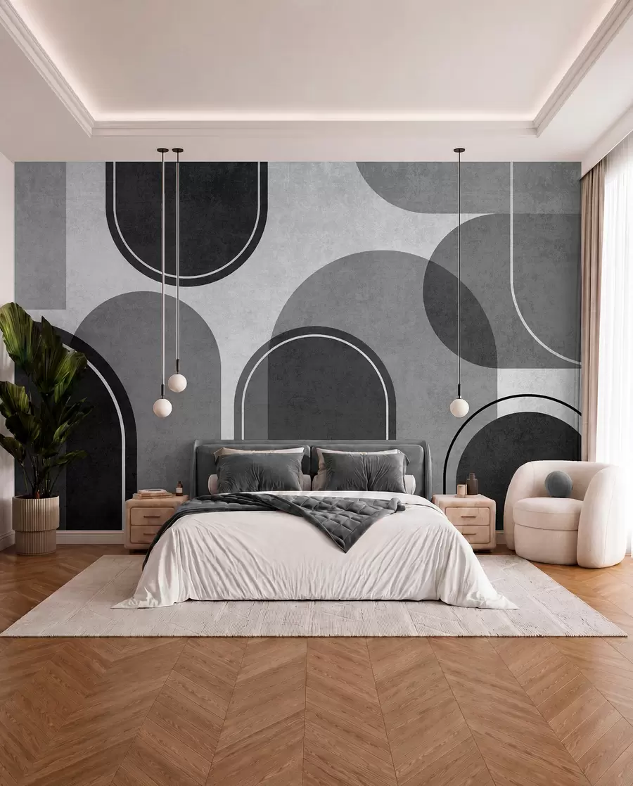 zidne murale Sivi geometrijski lukovi  u99095v2