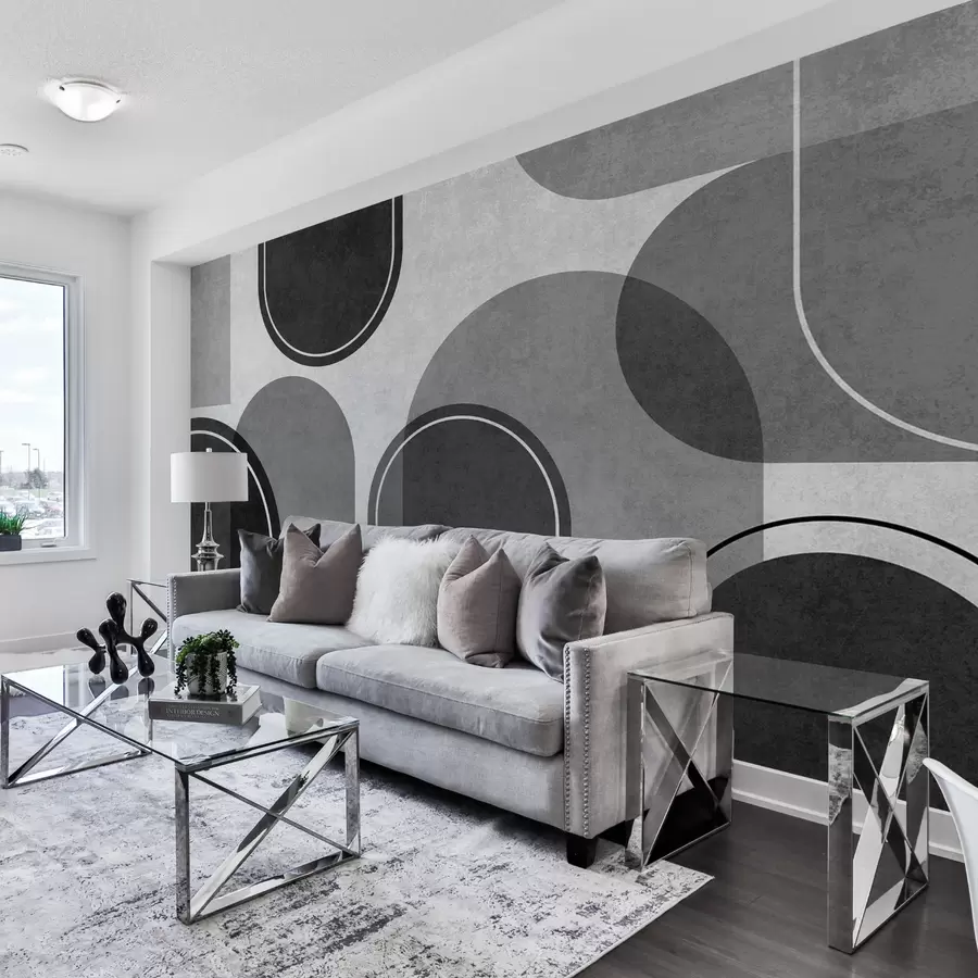 zidne murale Sivi geometrijski lukovi  u99095v2