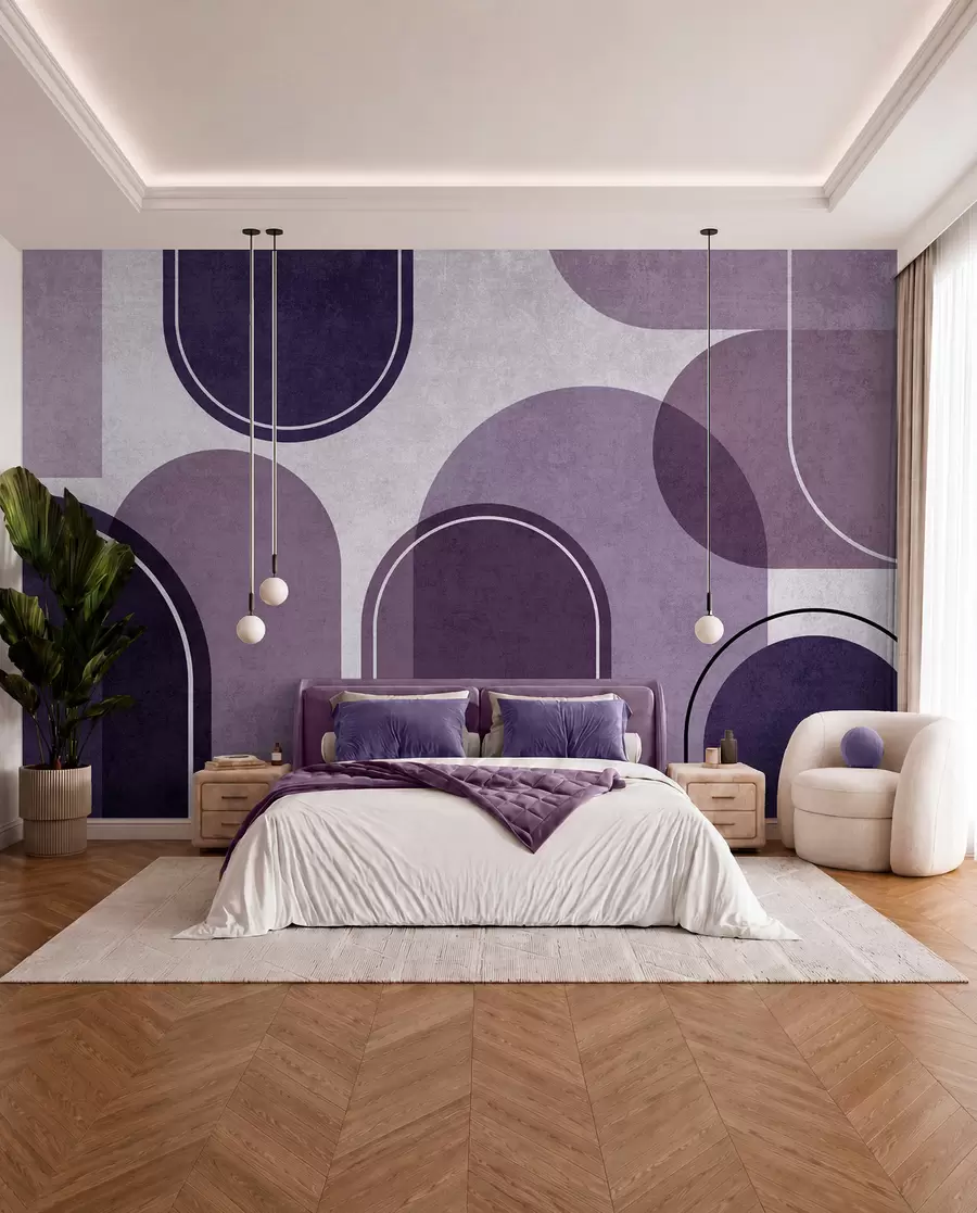 zidne murale Geometrijski lukovi ljubičaste boje u99095v4