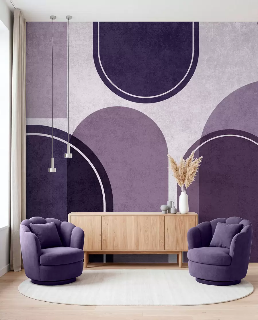 zidne murale Geometrijski lukovi ljubičaste boje u99095v4