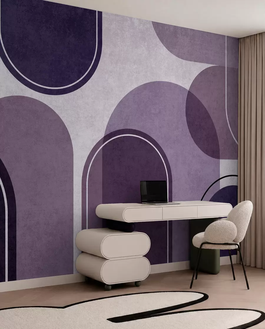 zidne murale Geometrijski lukovi ljubičaste boje u99095v4