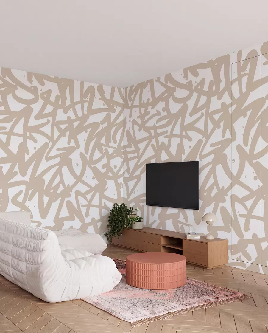 zidne murale Emocija grafita: bež u99087v1