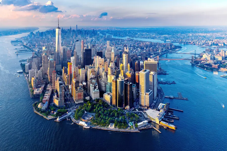 zidne murale Pogled iz zraka na New York Manhattan, SAD u98643