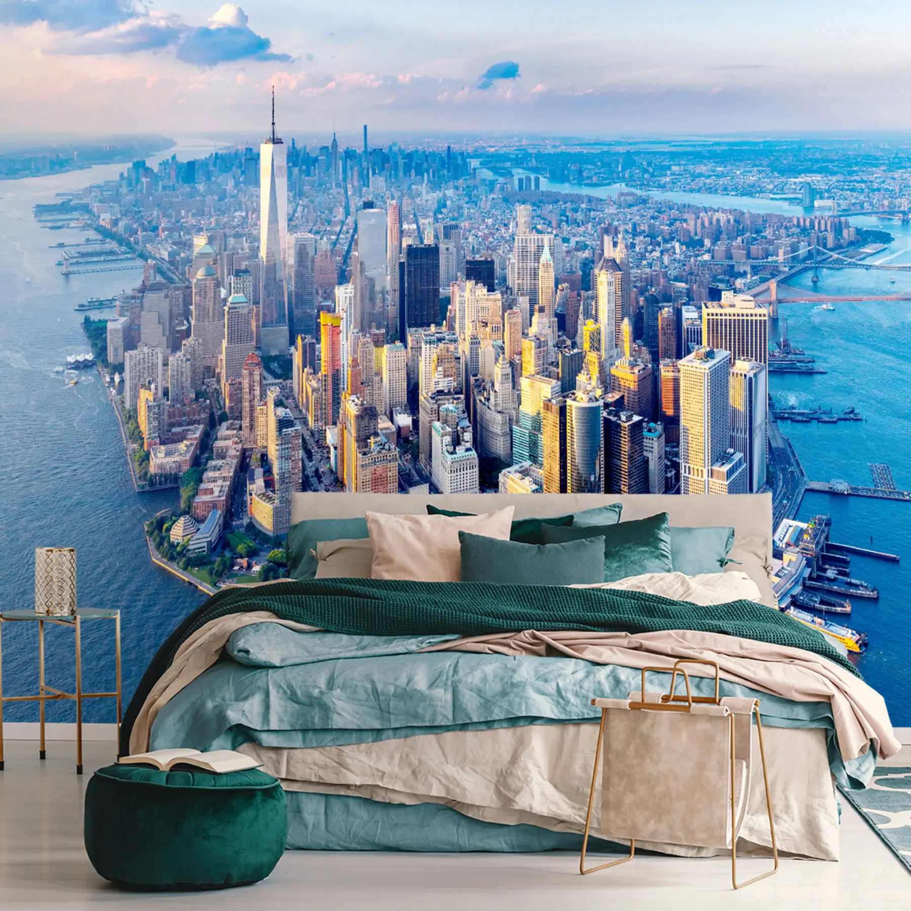 zidne murale Pogled iz zraka na New York Manhattan, SAD u98643