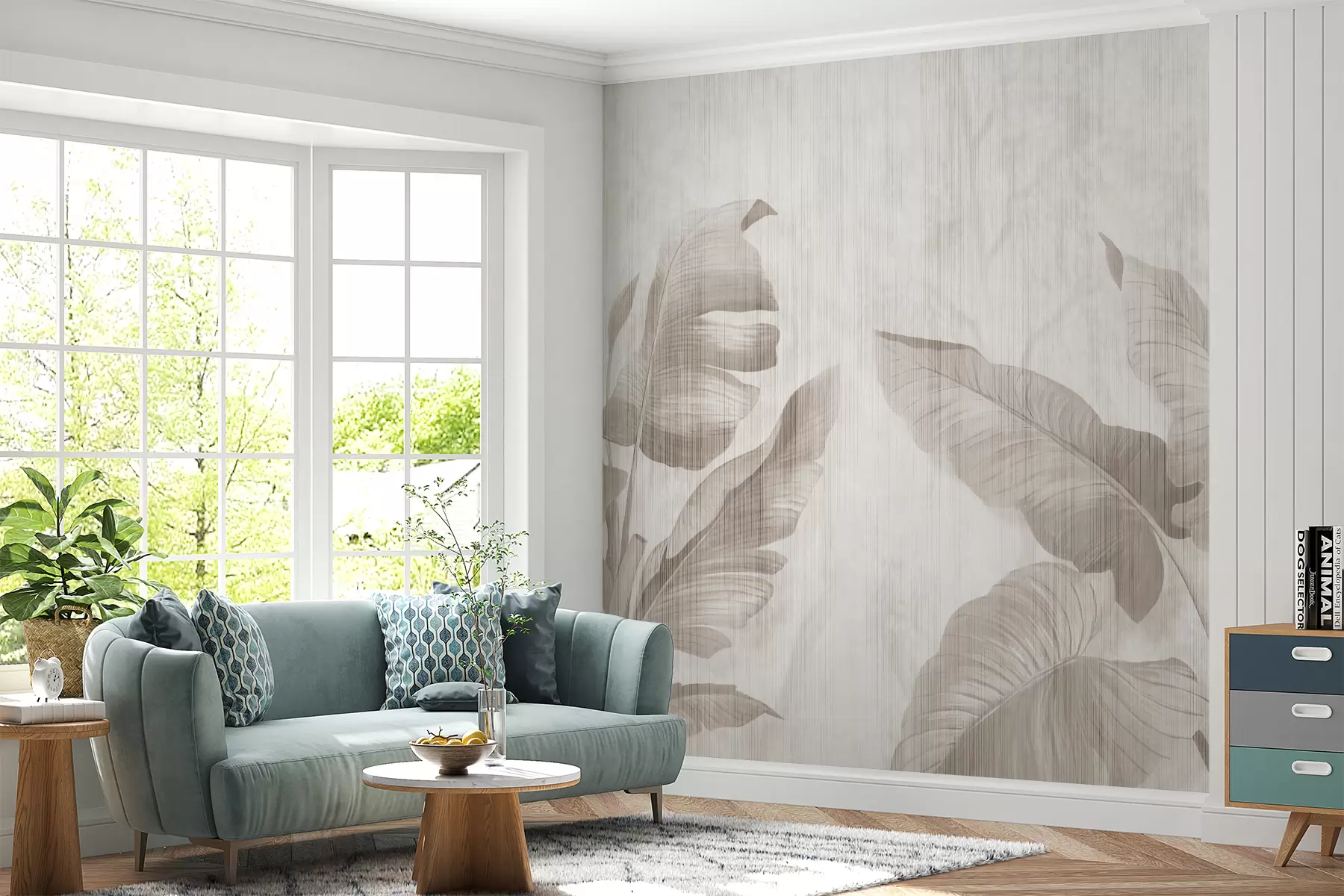 zidne murale Tropsko lišće u grunge stilu u00299d1