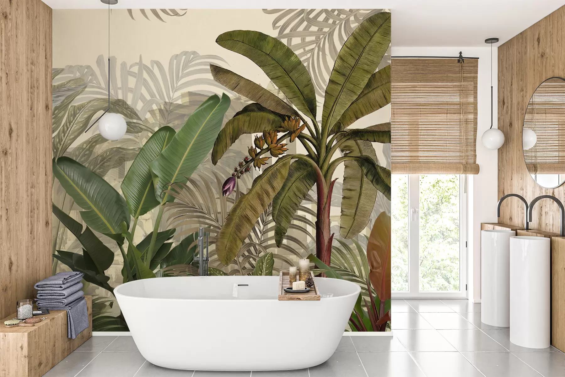 zidne murale Tropska džungla i lišće u74748d1