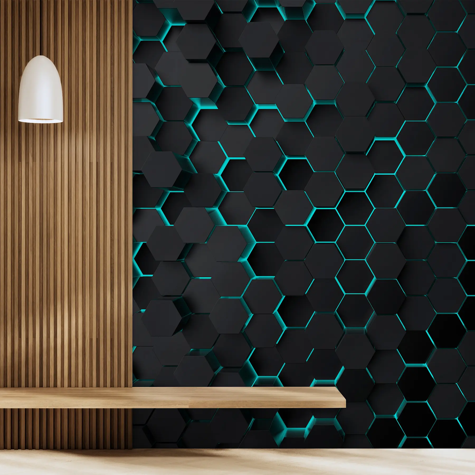 zidne murale "Crno tirkizni šesterokut" u93618d1