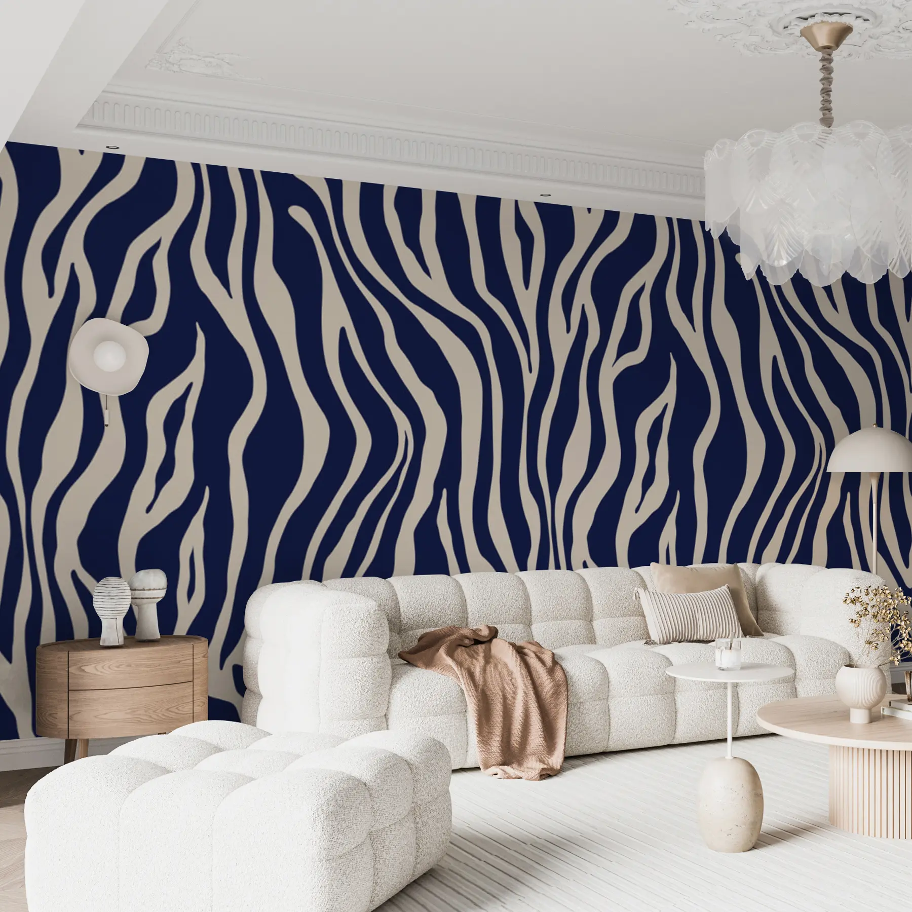 zidne murale Vektorski ispis kože zebre u plavoj i bijeloj boji u99173v1